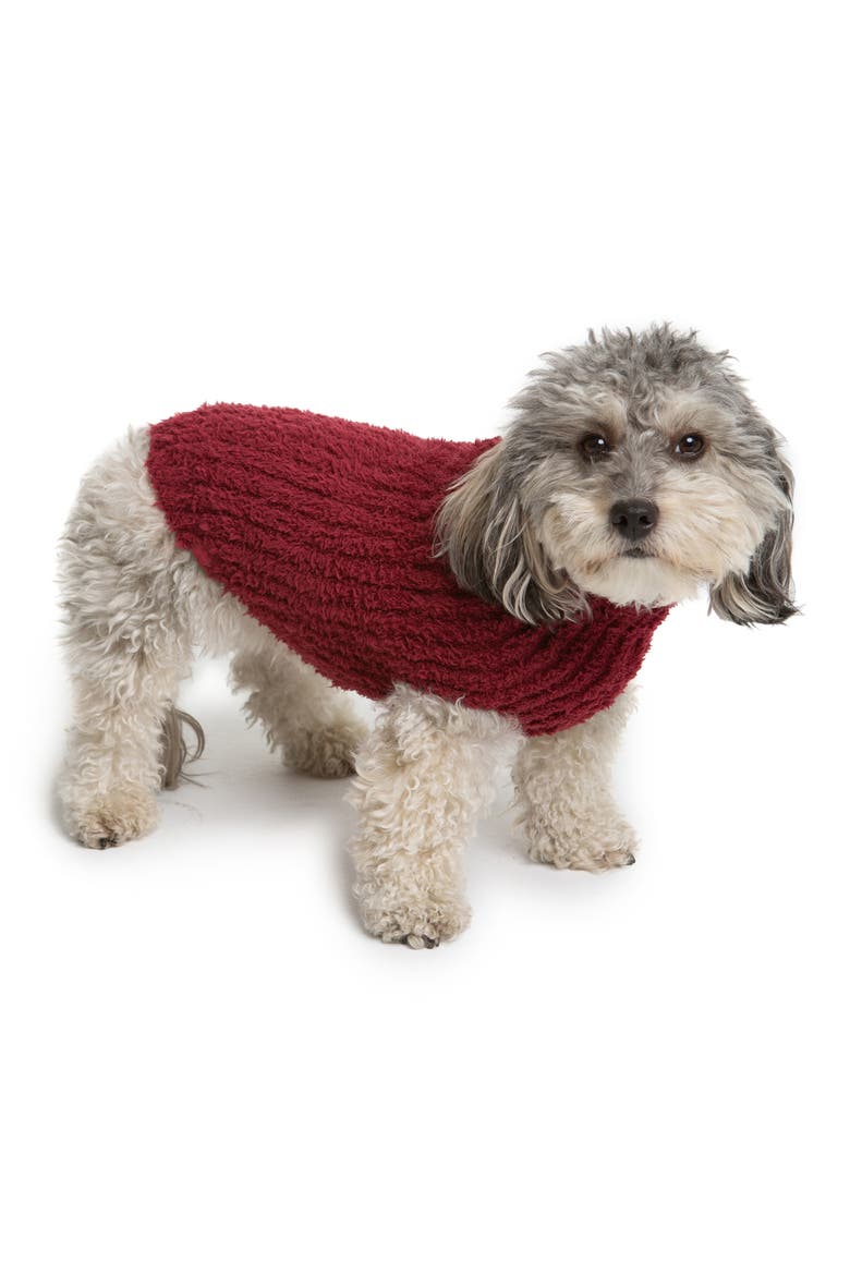 CozyChic™ Ribbed Dog Sweater, Alternate, color, CRANBERRY