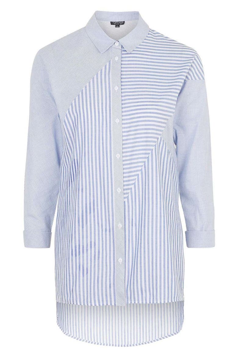 'Harper' Mixed Stripe Shirt, Alternate, color, LIGHT BLUE