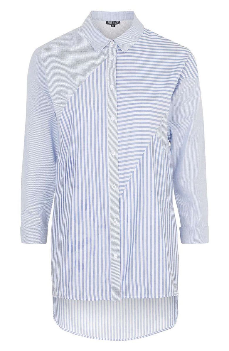 Topshop 'Harper' Mixed Stripe Shirt, Alternate, color,