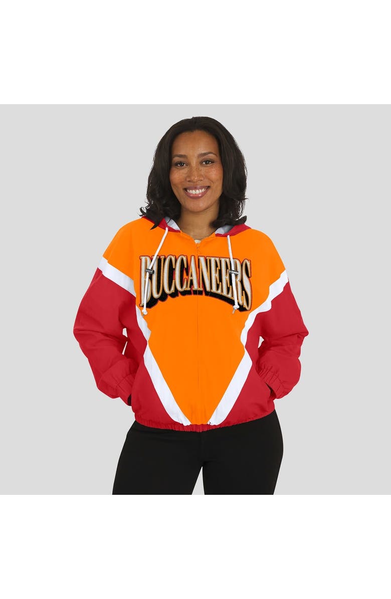 WEAR by Erin Andrews Women's WEAR by Erin Andrews Orange/Red Tampa Bay Buccaneers Retro Crinkle Full-Zip Hoodie Windbreaker, Alternate, color, Orange