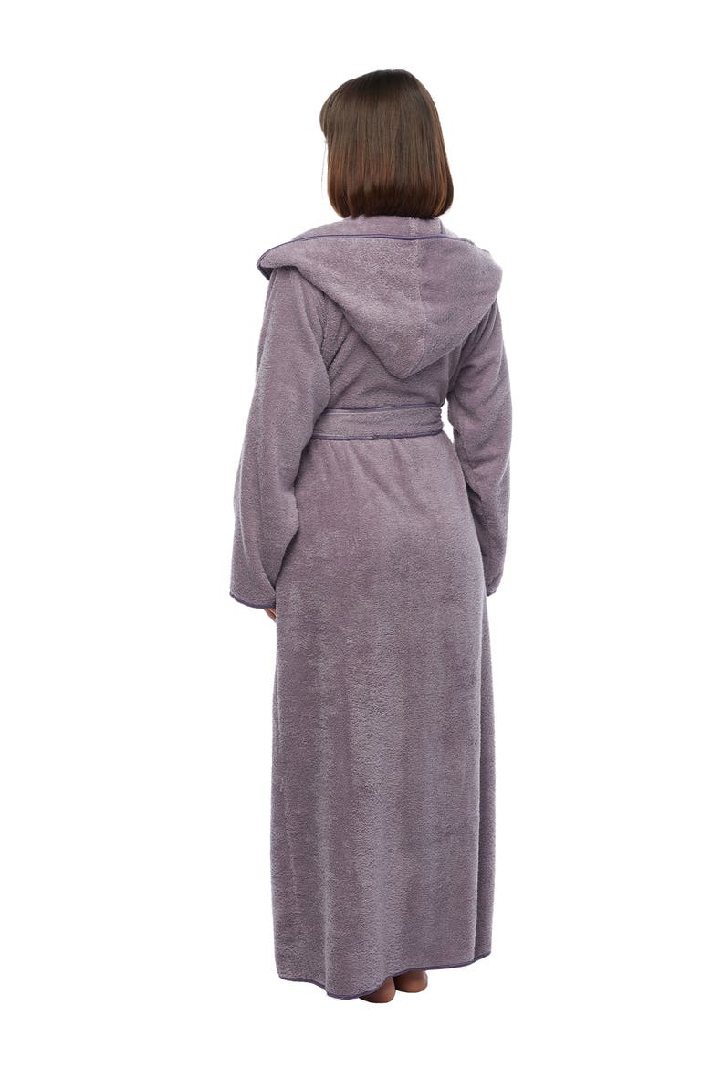 Aura Women's Ankle Length Long Cotton Robe with Hood, Alternate, color, Grape
