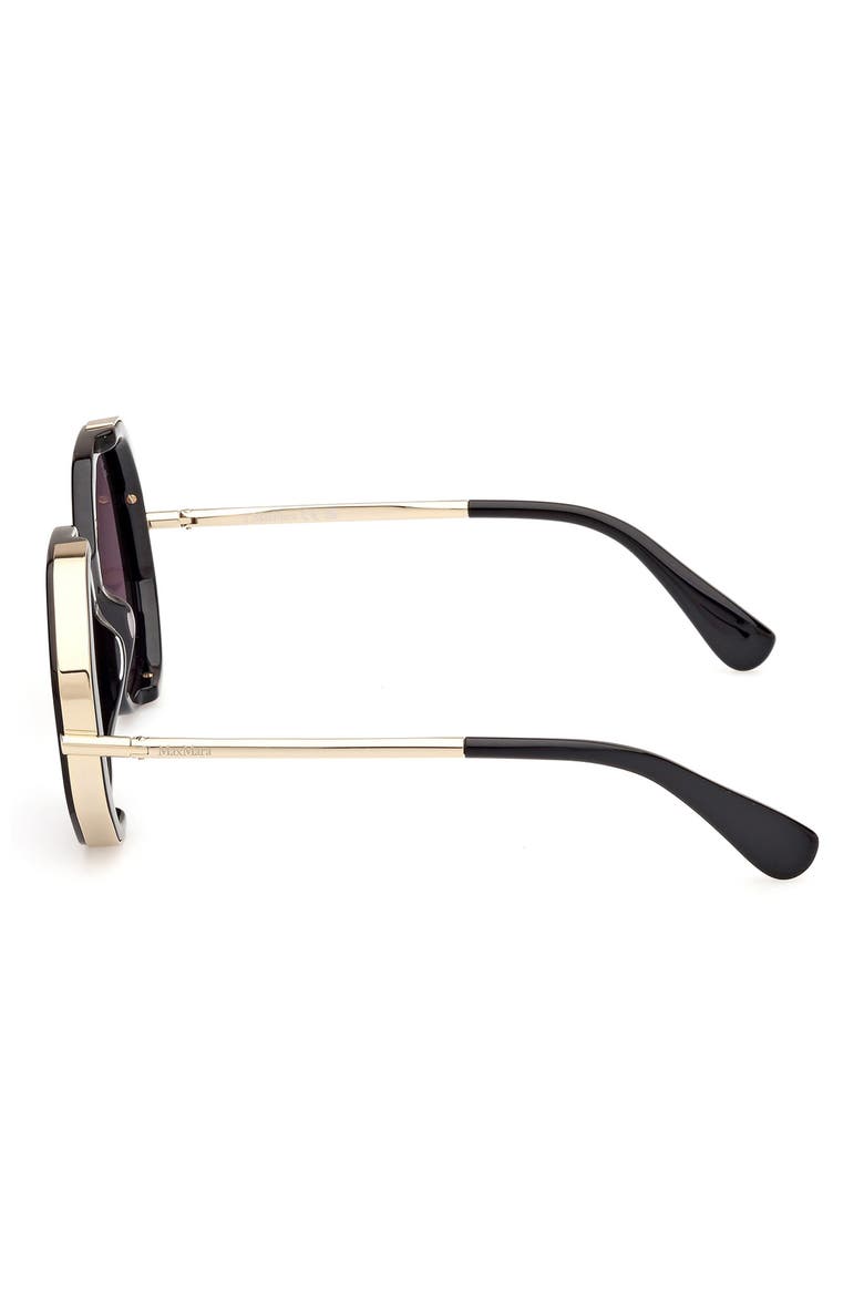 Menton 57mm Round Sunglasses, Alternate, color, SHINY BLACK / SMOKE