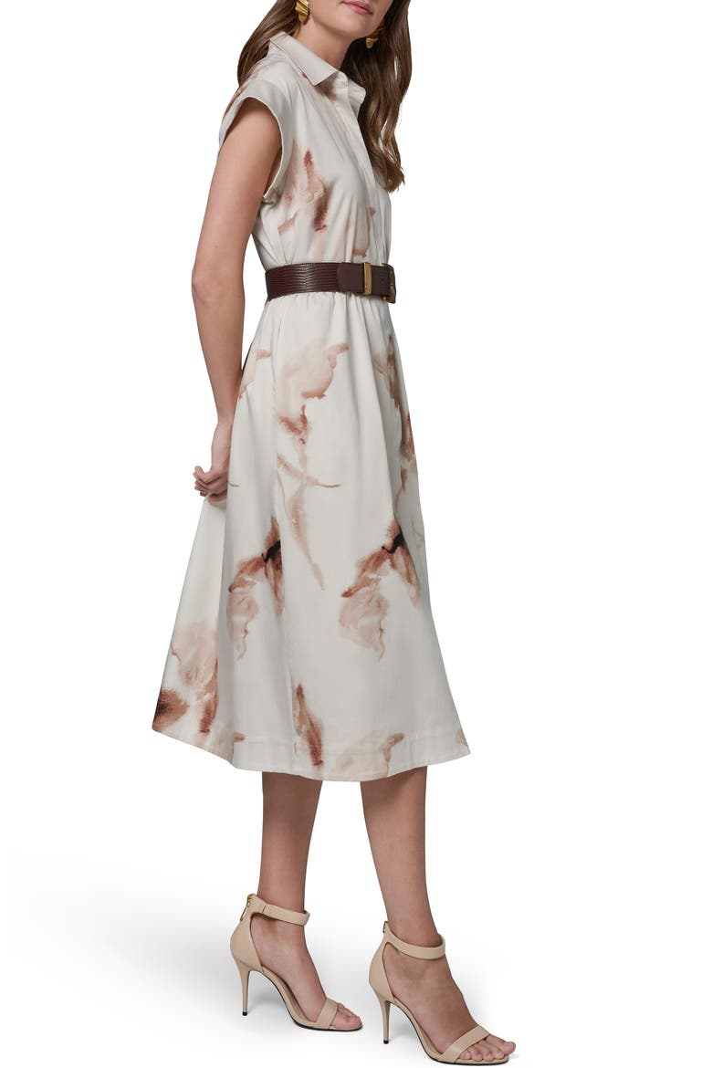 Abstract Floral Stretch Cotton Midi Shirtdress, Alternate, color, LIGHT TUSCAN GREY MULTI