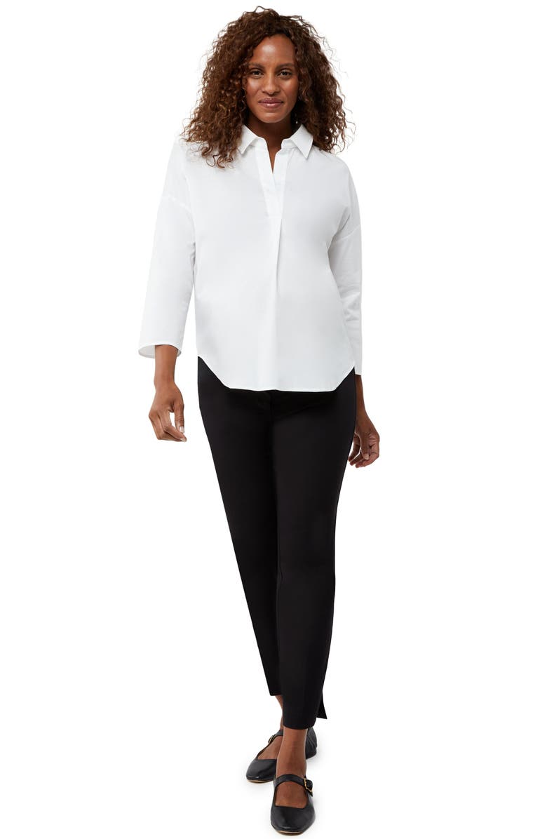 A PEA IN THE POD Curie Maternity Side Panel Slim Cotton Blend Ankle Trousers, Alternate, color, 