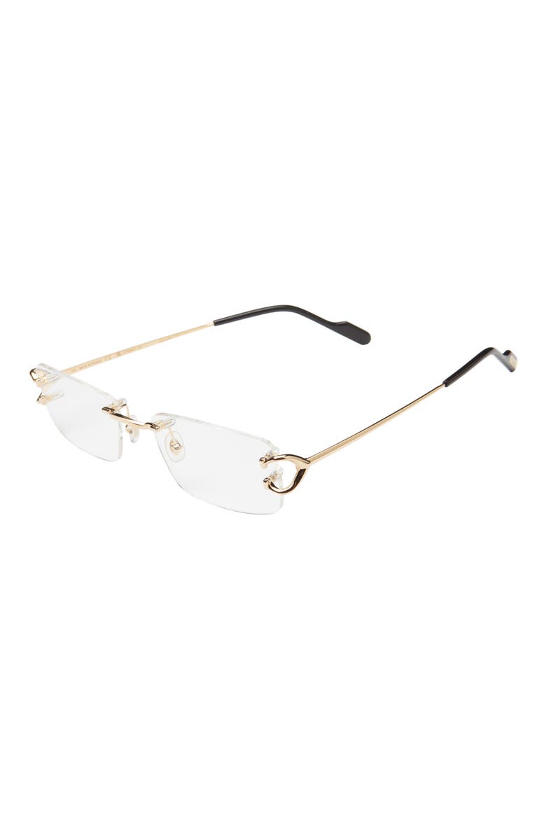 56mm Rimless Rectangular Reading Glasses, Alternate, color, GOLD