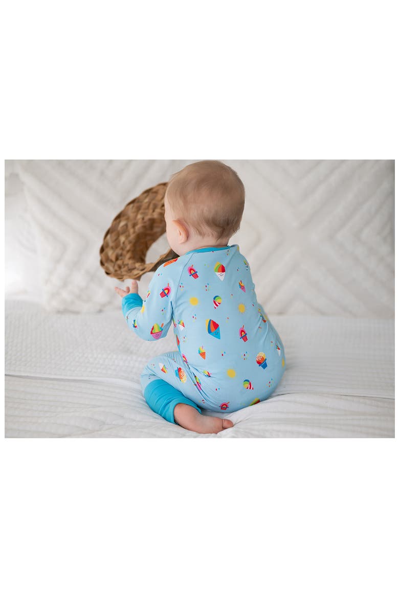 Rainbow Shaved Ice Convertible Jersey Footie, Alternate, color, BLUE
