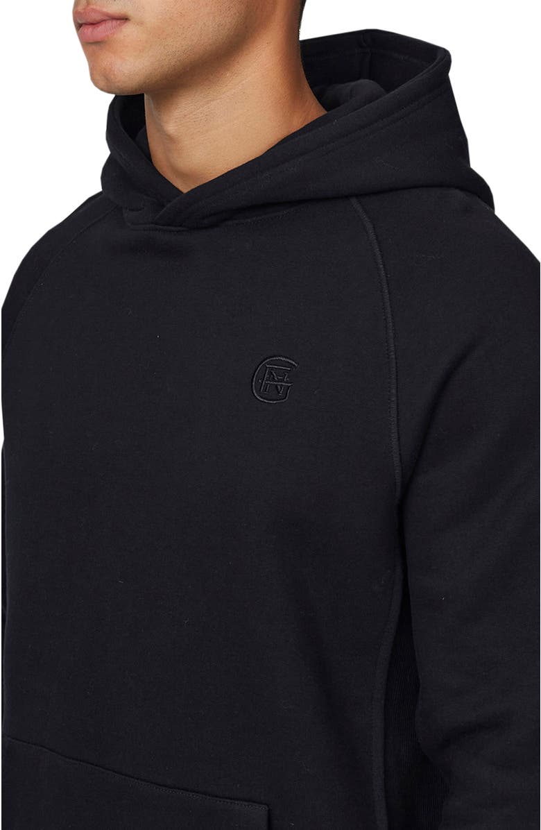 Good For Nothing Ribbed Emblem Pullover Hoodie, Alternate, color, Black