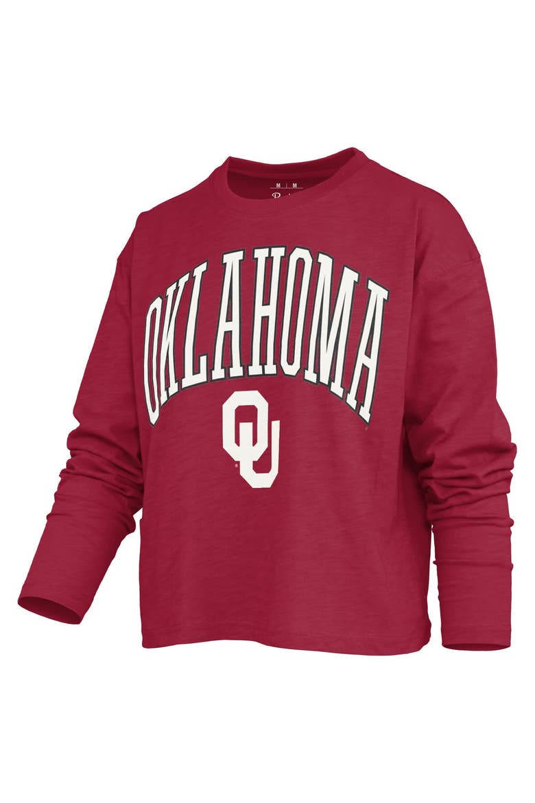 Women's Pressbox Crimson Oklahoma Sooners Motley Boxy Waist-Length Long Sleeve T-Shirt, Alternate, color, Crimson