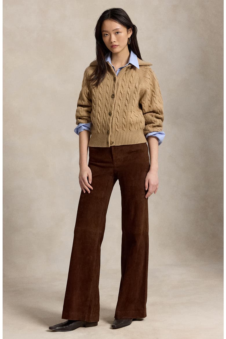 Cable Knit Wool & Cashmere Cardigan, Alternate, color, CL CAM MEL