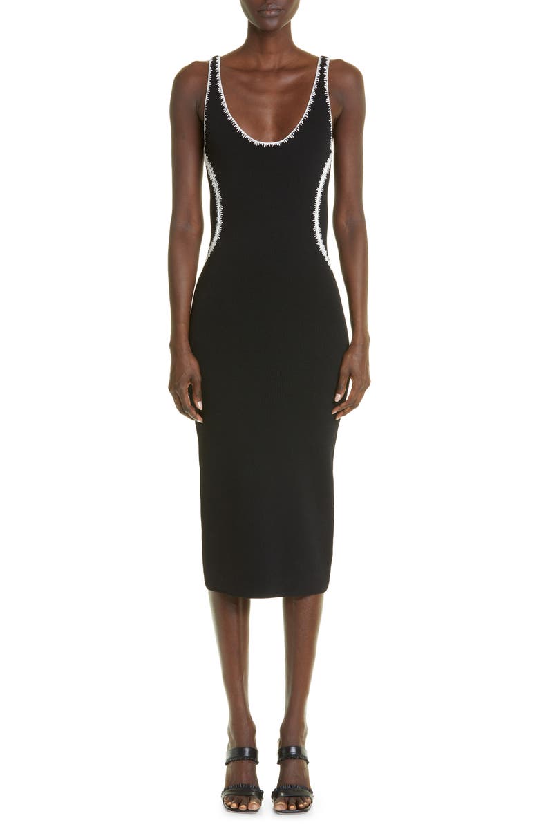 St. John Collection Crochet Trim Jersey Tank Dress, Main, color,