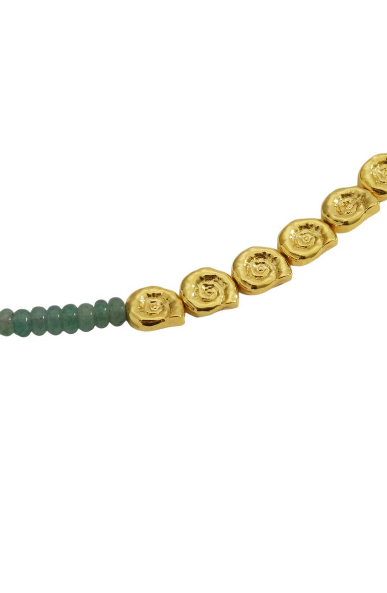 Ottoman Hands Waterproof Emerald Beaded Necklace, Alternate, color, Gold