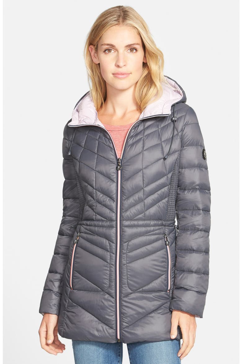 Packable Hooded Coat with Down & PrimaLoft® Fill, Main, color, CHARCOAL/ LILAC