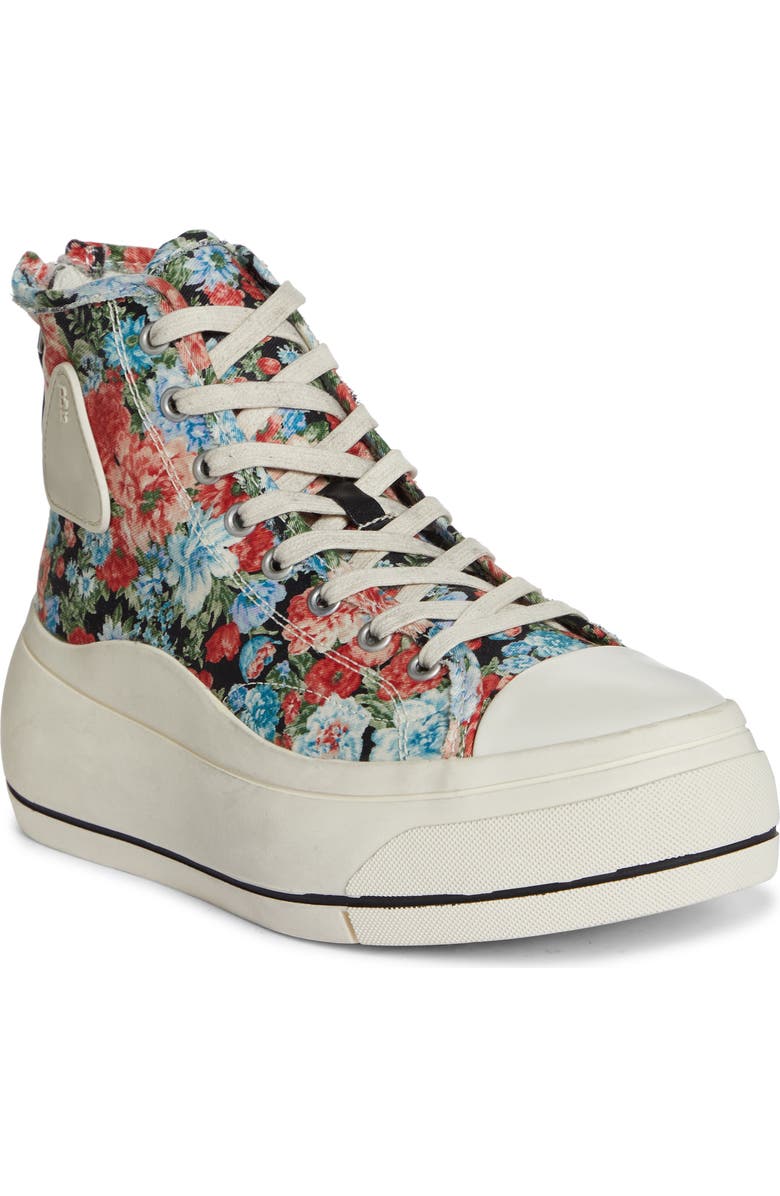 R13 Distressed Platform High Top Sneaker, Main, color,