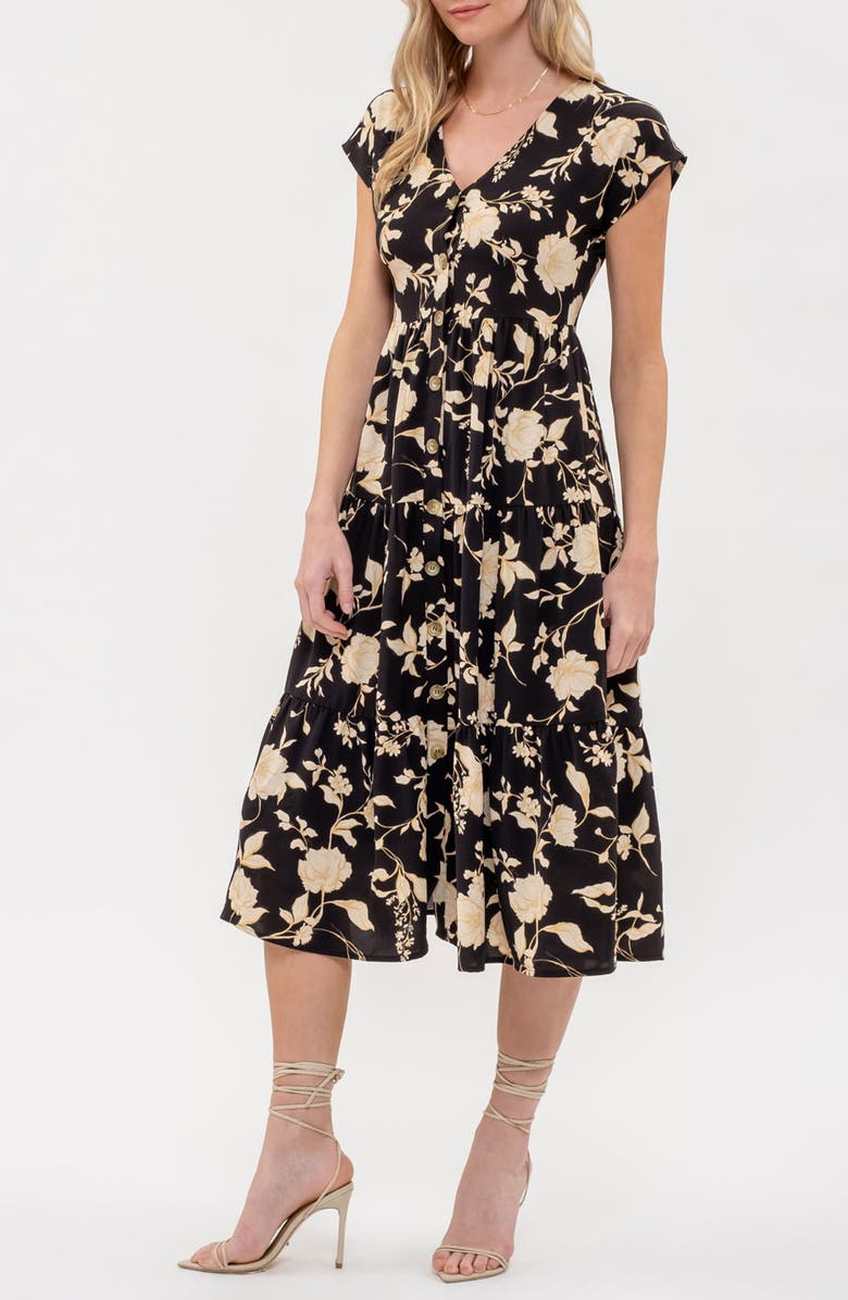 Blu Pepper Floral V-Neck Tiered Shirtdress, Alternate, color,