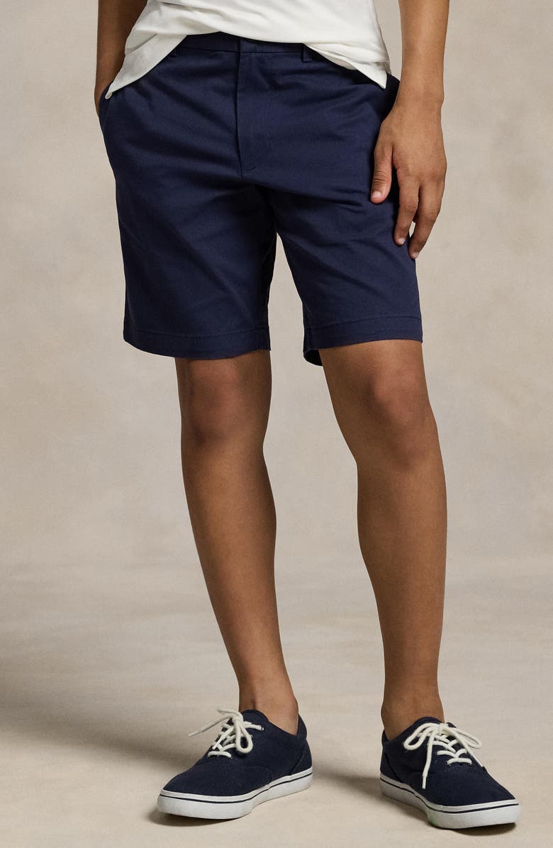 Polo Ralph Lauren Kids' Flat Front Cotton Twill Chino Shorts, Alternate, color, Navy