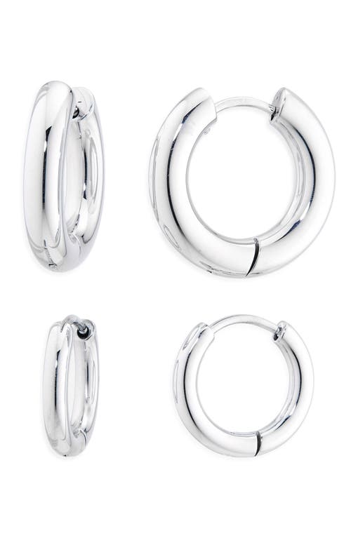 Nordstrom Set Of 2 Multisize Hoop Earrings In Silver