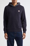 Moncler Logo Patch Brushed Cotton Hoodie