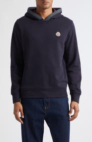 Moncler Logo Patch Brushed Cotton Hoodie