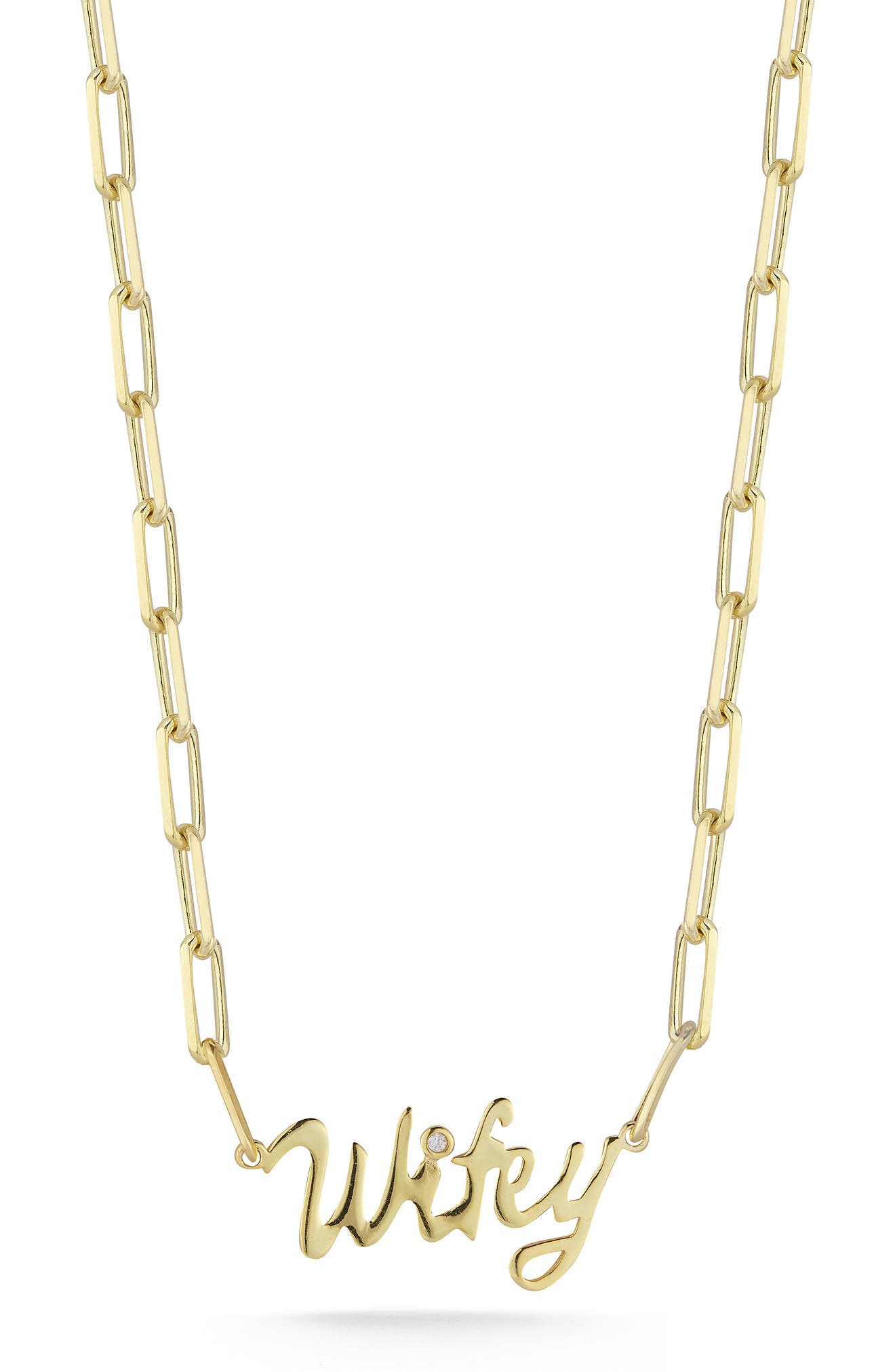 SPHERA MILANO 14K Gold Plated Sterling Silver & CZ 'Wifey' Station Necklace