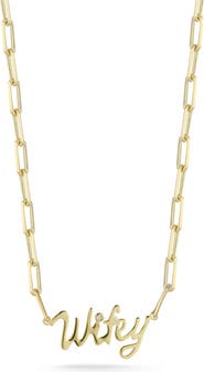 SPHERA MILANO 14K Gold Plated Sterling Silver & CZ 'Wifey' Station Necklace