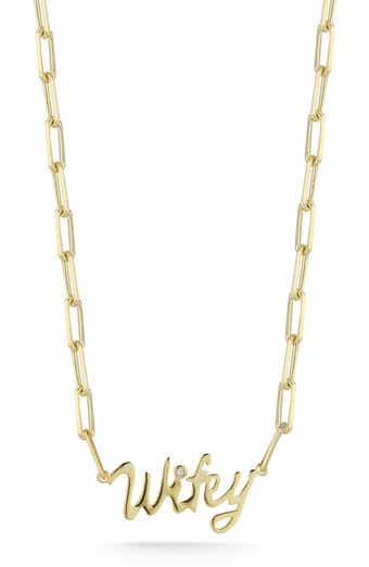 SPHERA MILANO 14K Gold Plated Sterling Silver & CZ 'Wifey' Station Necklace