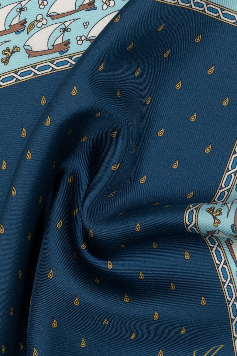 Ostia - Silk Pocket Square for Men, Alternate, color, Navy