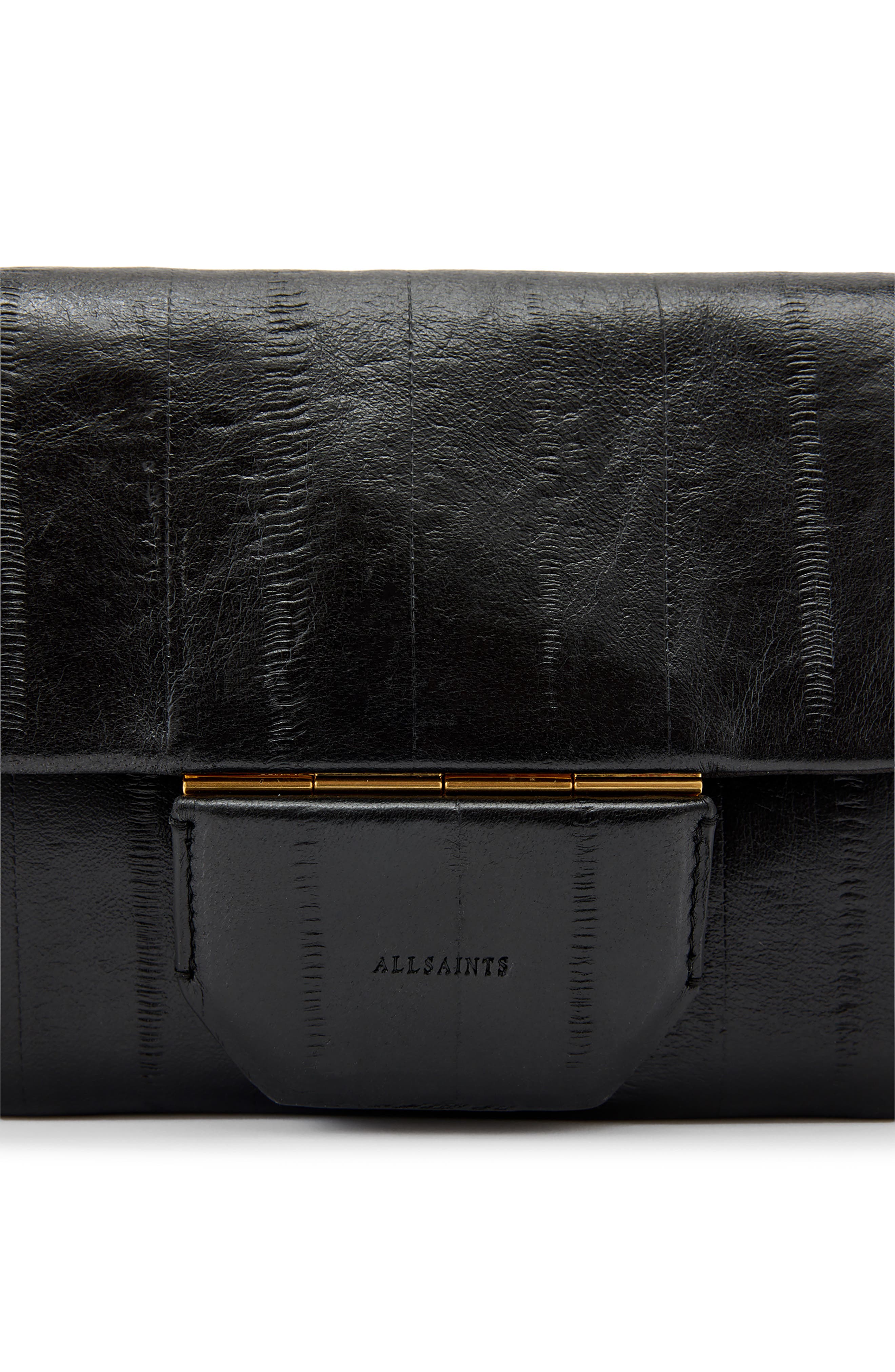 AllSaints Jupiter Eel Skin Embossed Leather Crossbody Bag, Alternate, color, 