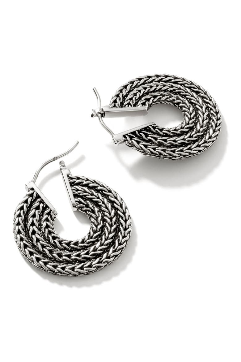 Rata Chain Hoop Earrings, Sterling Silver, Alternate, color, SILVER
