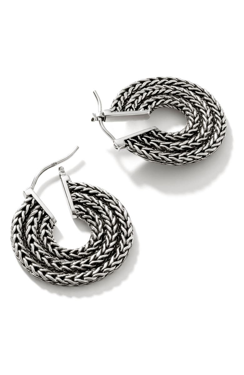 John Hardy Rata Chain Hoop Earrings, Sterling Silver, Alternate, color,
