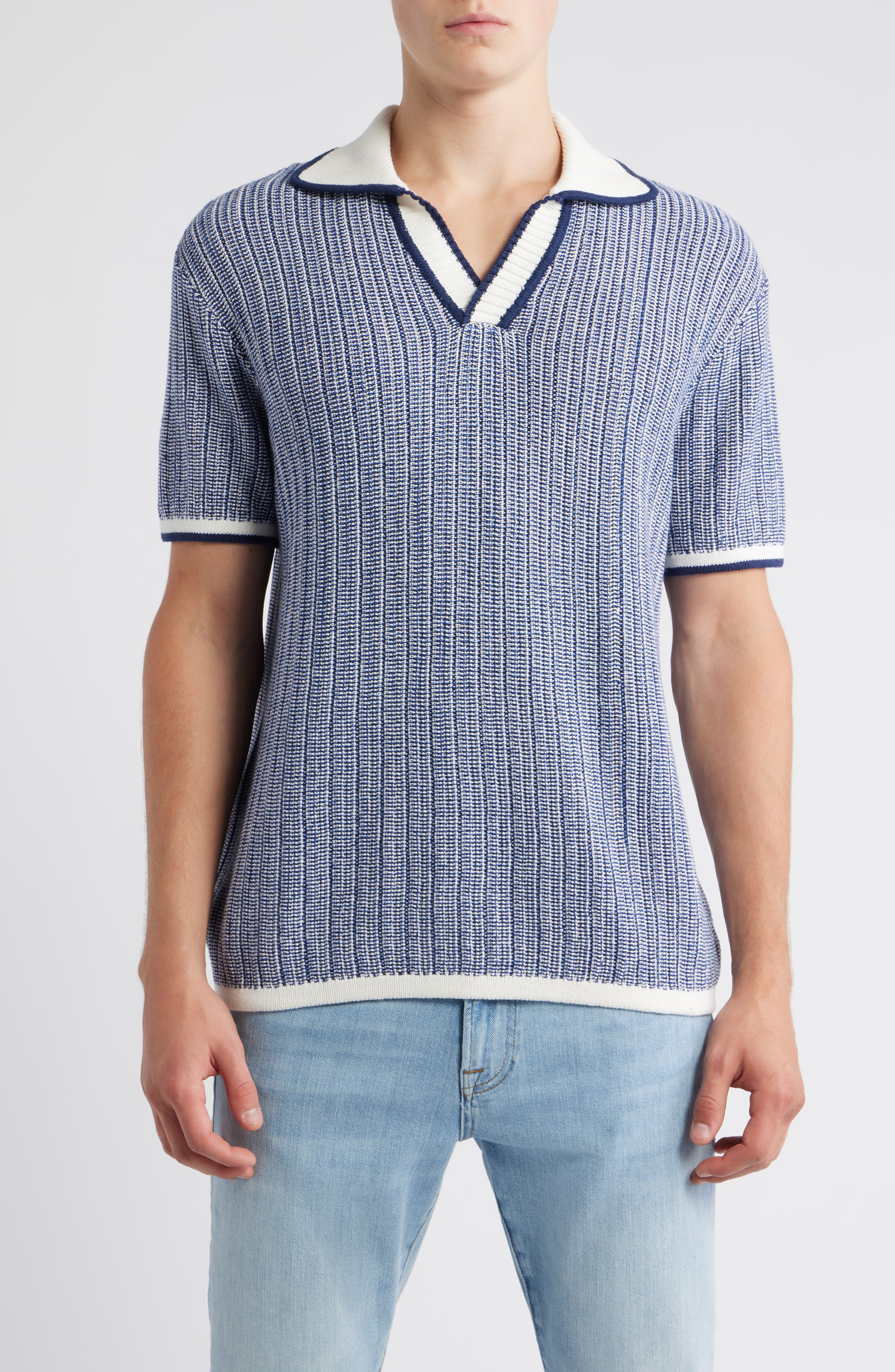Marled Johnny Collar Polo