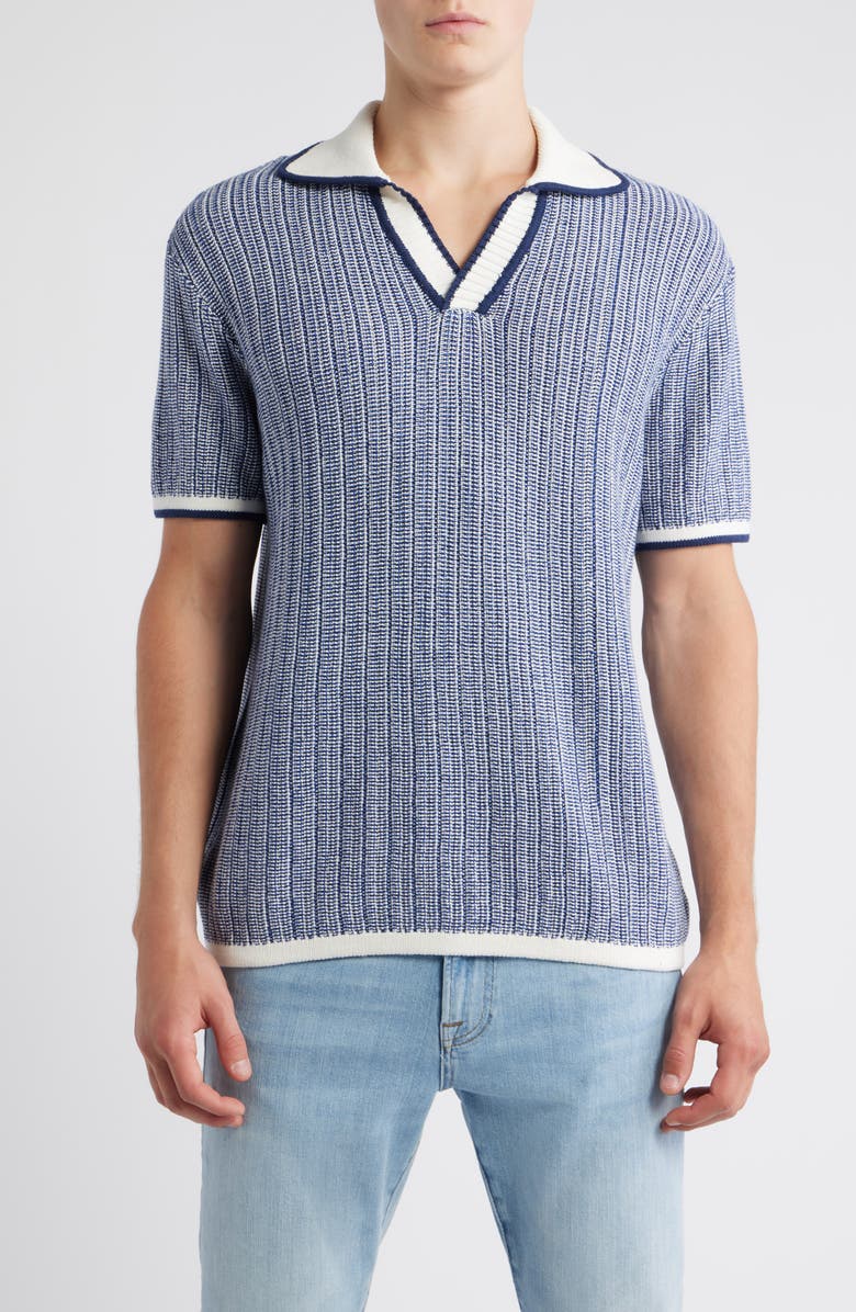 MAVRANS Marled Johnny Collar Polo, Main, color, Blue