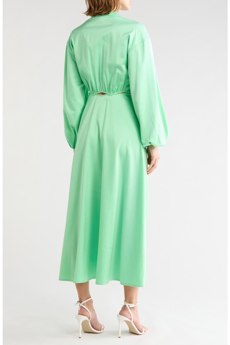 Cutout Long Sleeve Satin Maxi Dress, Alternate, color, MINT