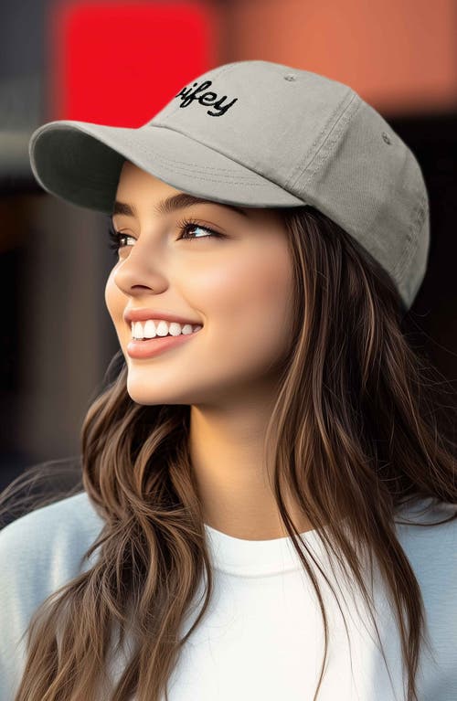 Shop Dalix Wifey Embroidered Everyday Cap In Washed Stone White