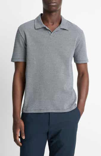 Vince Johnny Collar Houndstooth Cotton Polo