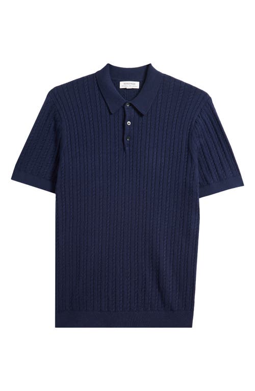 Nordstrom Cabled Wool Polo Sweater In Blue