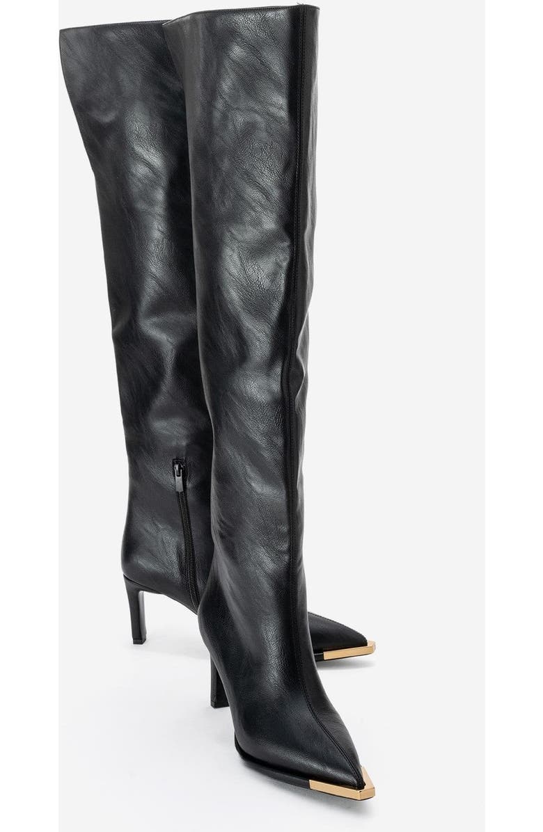 Prologue Shoes Vody Over The Knee Zip Stiletto Boot, Alternate, color, Black Faux Leather