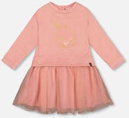Deux par Deux Bi-Material Dress with Mesh Skirt and Unicorn