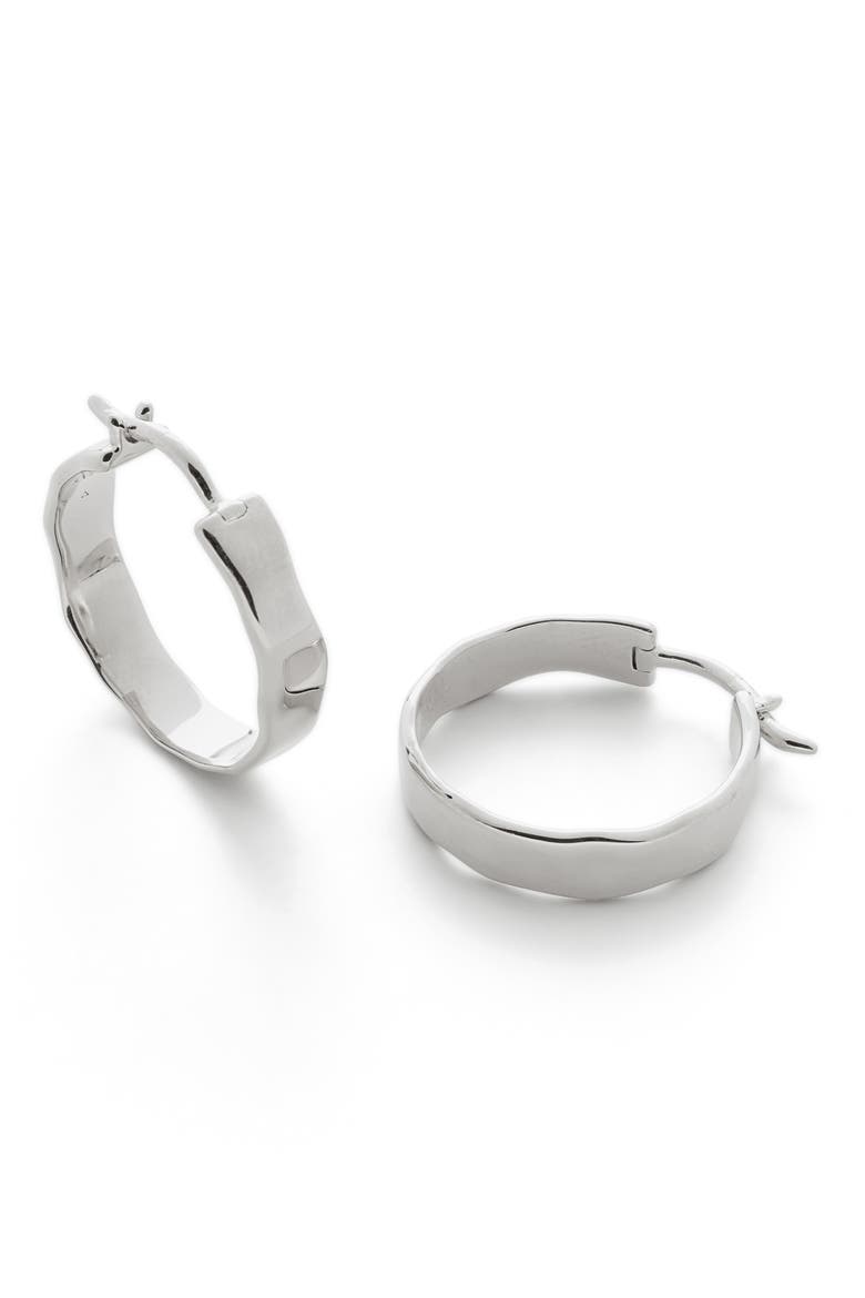 Siren Muse Wave Small Hoop Earrings, Main, color, STERLING SILVER