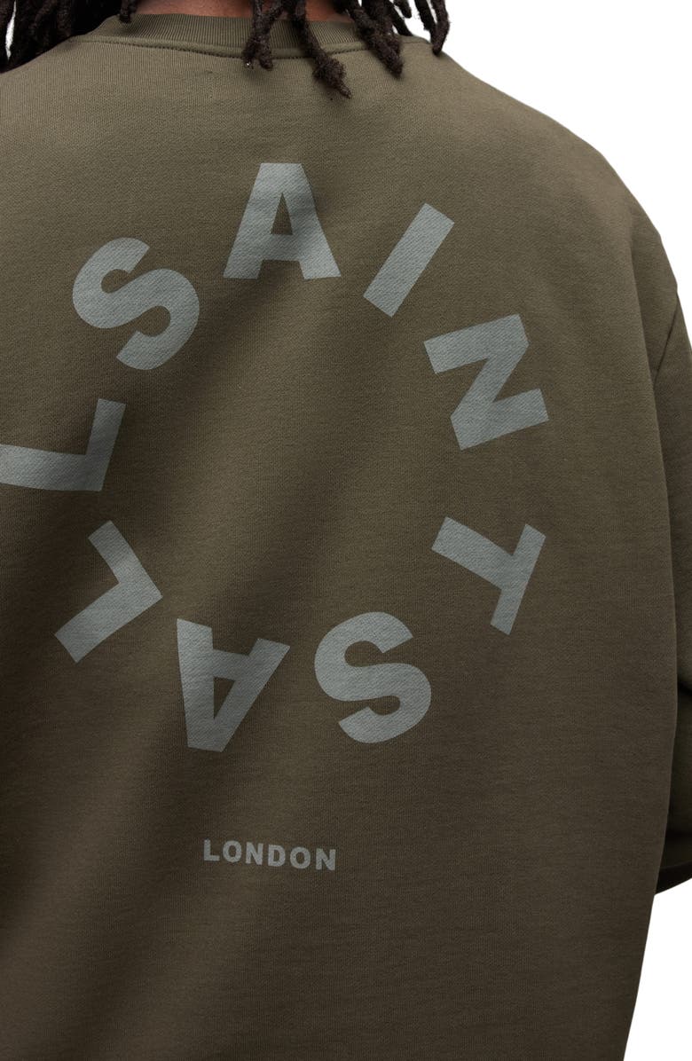 AllSaints Tierra Logotype Graphic Sweatshirt, Alternate, color, Tea Leaf Green