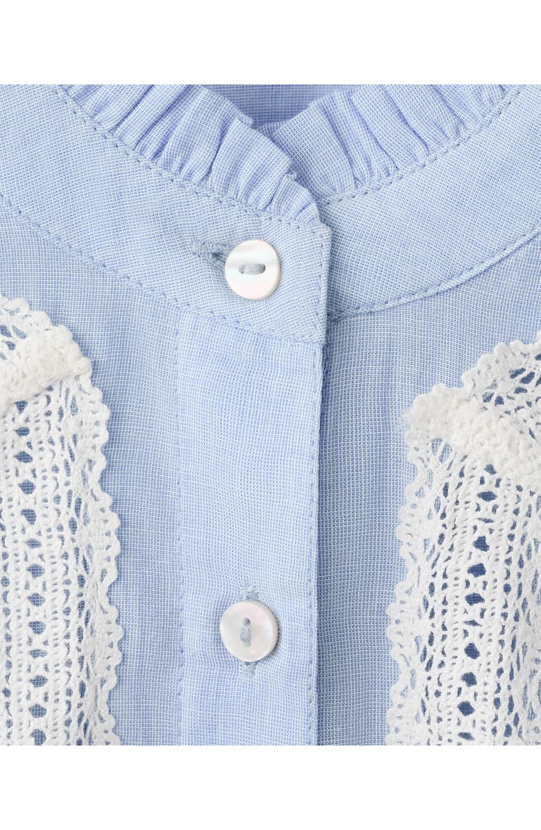 MANGO Floral Embroidered Lace Trim Button-Up Shirt, Alternate, color,