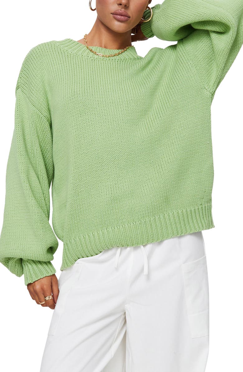 Princess Polly Harmony Balloon Sleeve Sweater, Main, color, Sage