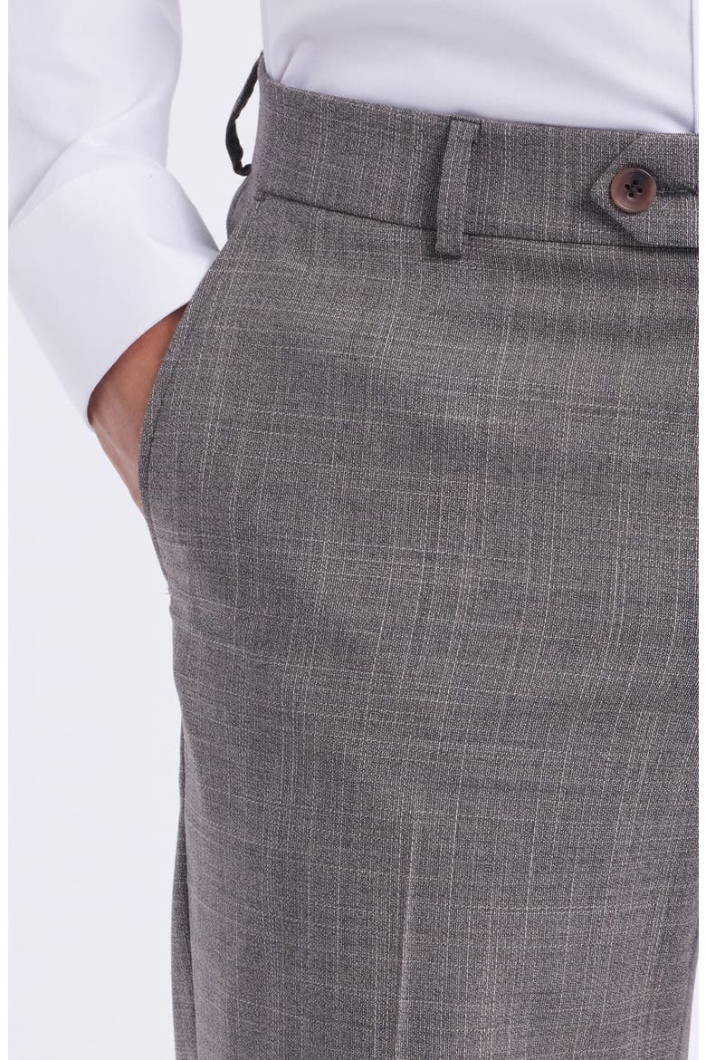 Plaid Flat Front Dress Pants, Alternate, color, TAUPE