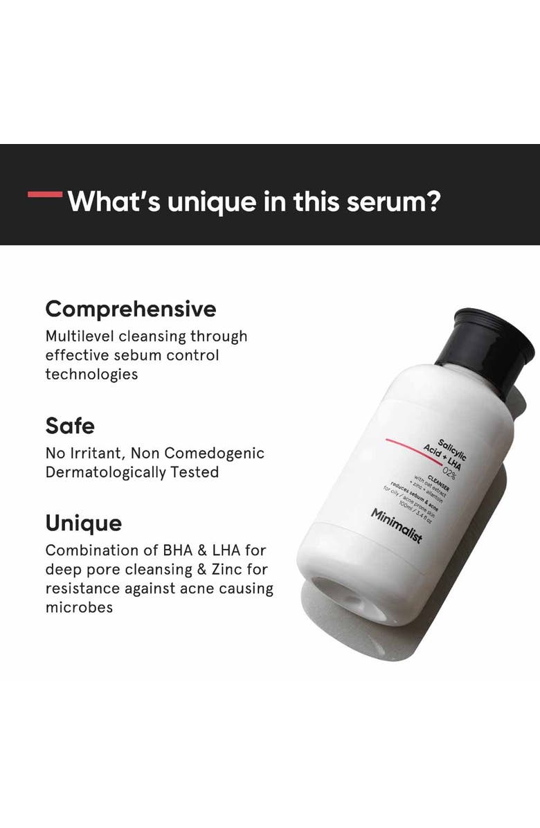 Minimalist Salicylic Acid + LHA 02% Cleanser, Alternate, color, 