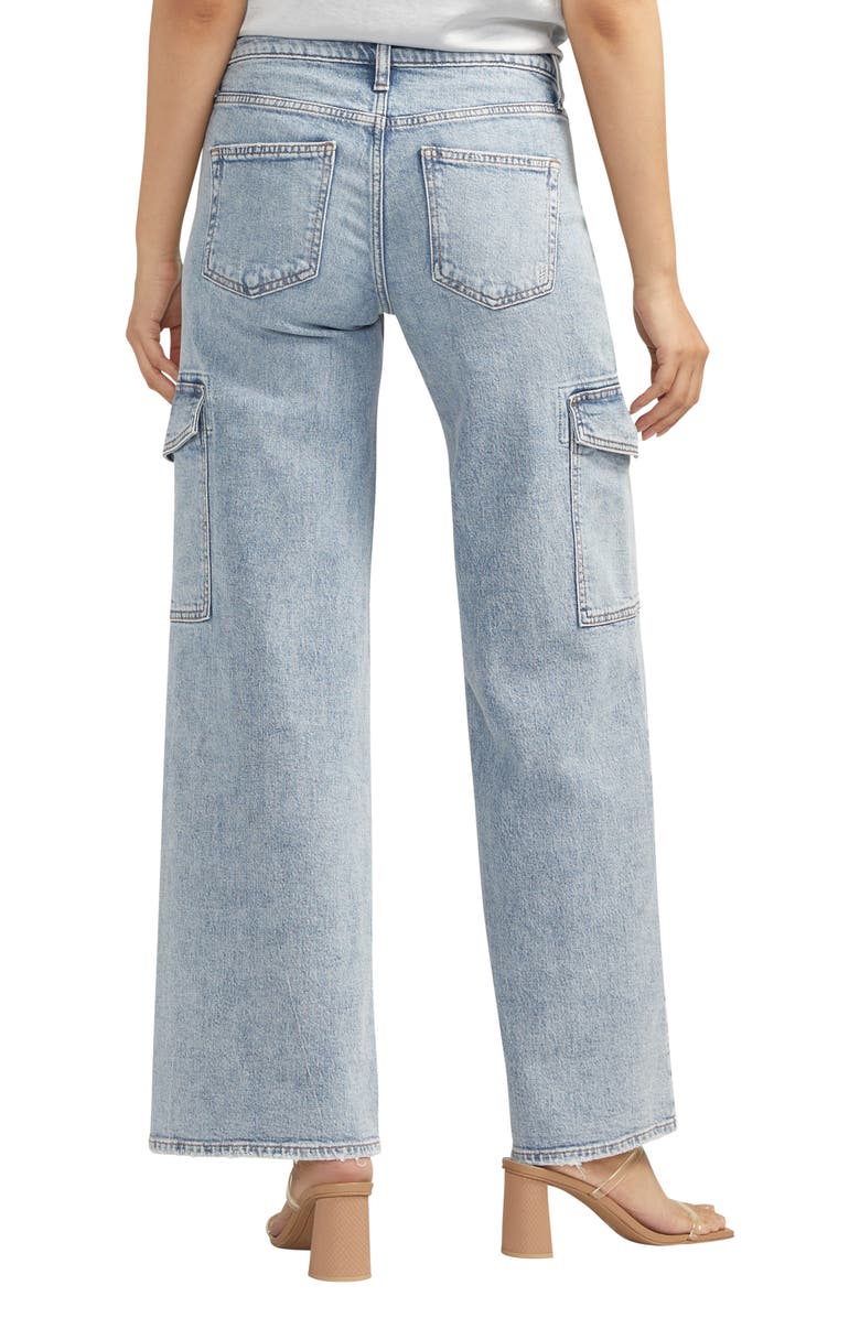 Silver Jeans Co. Suki Curvy Mid Rise Wide Leg Cargo Jeans, Alternate, color, 