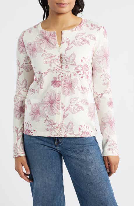 Bobeau Floral Print Cardigan