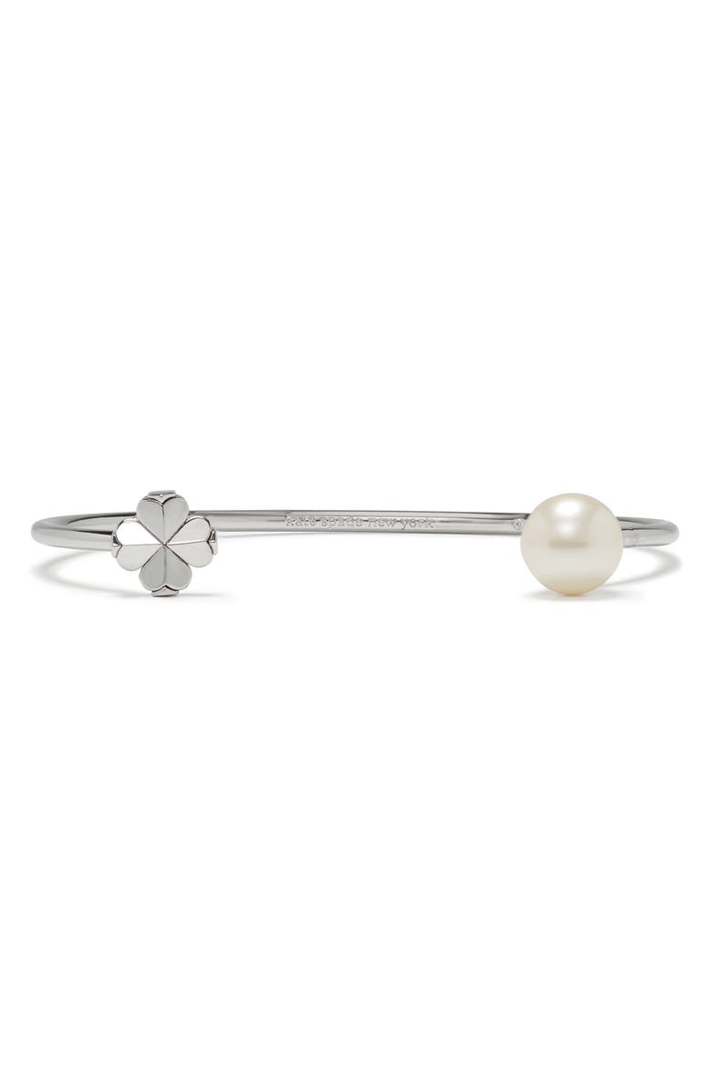 Kate Spade New York spade flower faux pearl cuff bracelet, Main, color, 