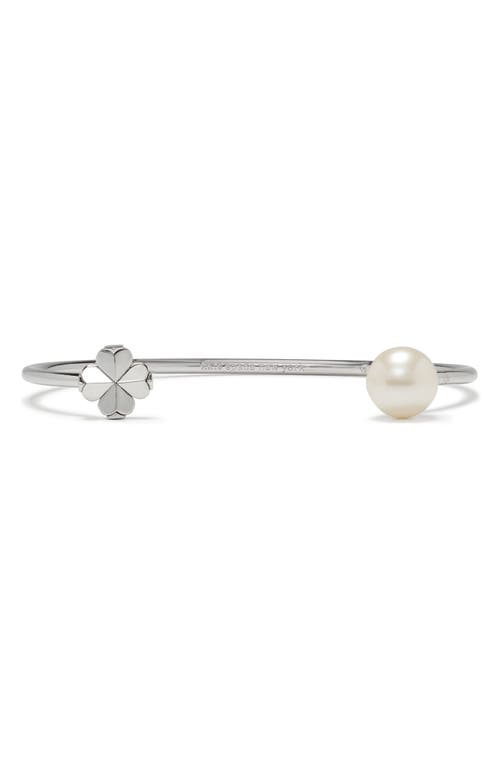 Kate Spade New York Spade Flower Faux Pearl Cuff Bracelet In Metallic