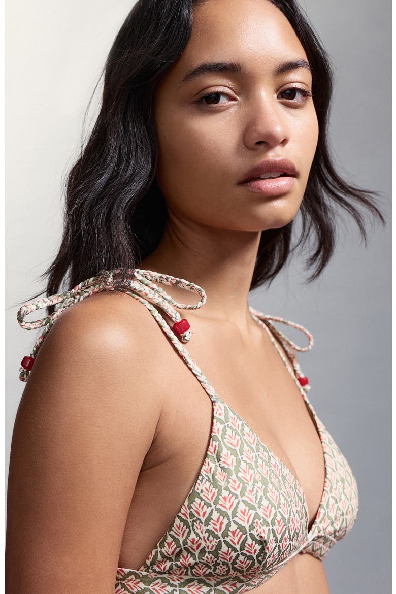 Beaded Printed Two-Piece Swimsuit, Alternate, color, KHAKI GREEN