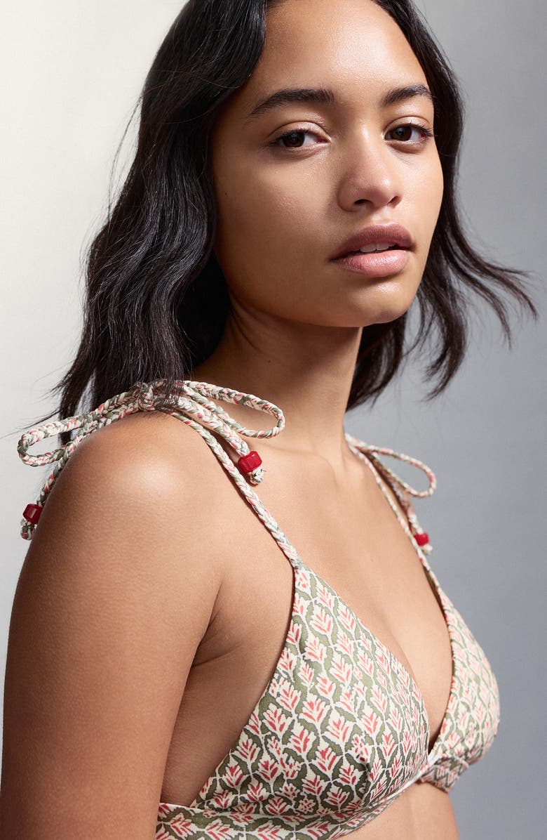 MANGO TEEN Beaded Printed Two-Piece Swimsuit, Alternate, color, Khaki Green