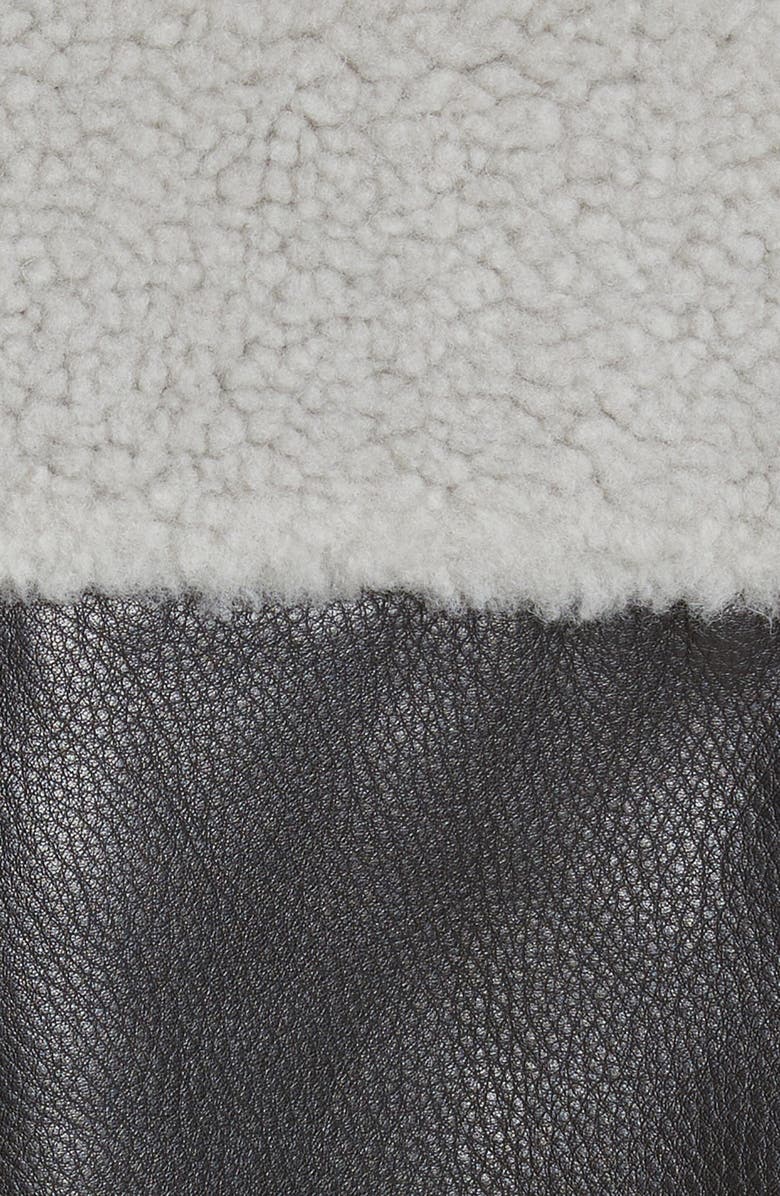 Rick Owens Asymmetric Leather & Genuine Shearling Jacket, Alternate, color,